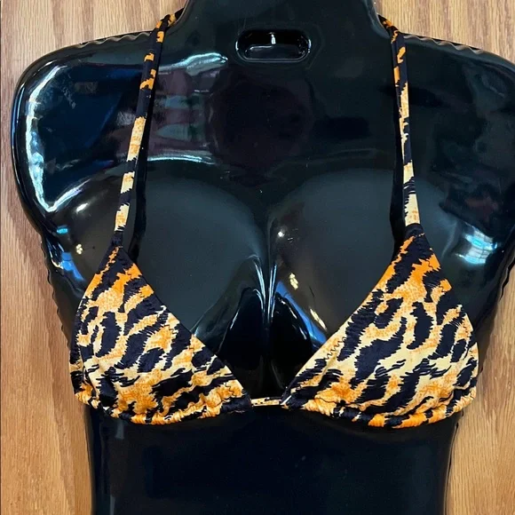 Vintage Skinz 80s 90s black orange Tiger Stripe String Skimpy Bikini XS Small - Picture 4 of 11
